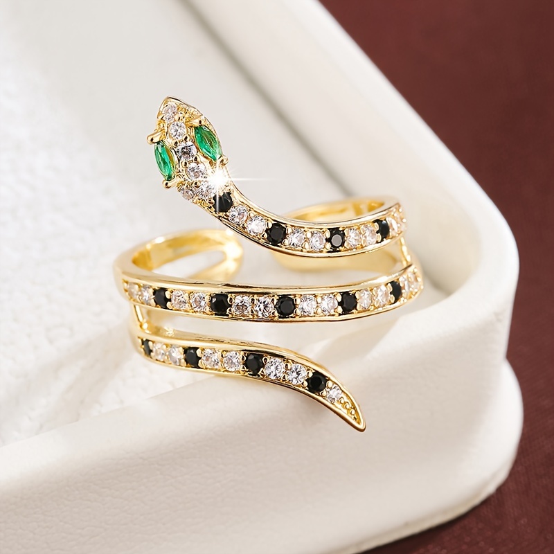 Snake Shaped Zirconia Open Ring for Women